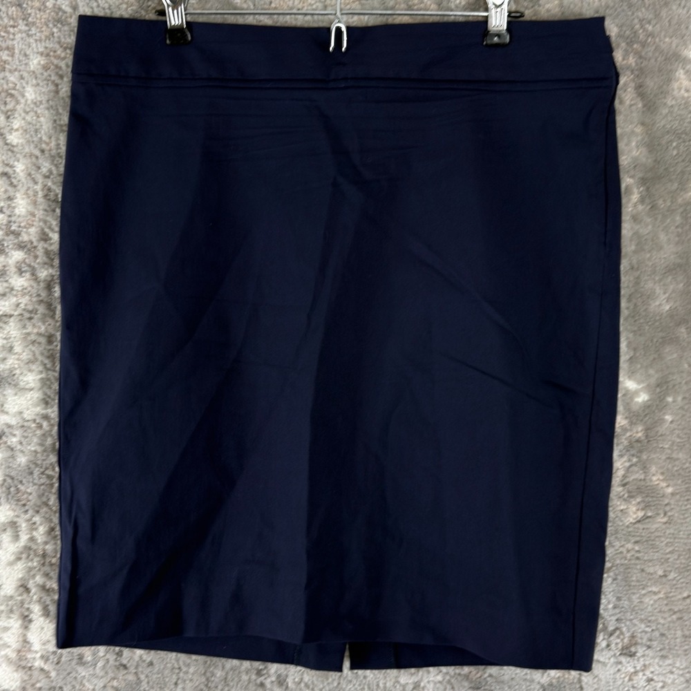 The Limited Size 14 Exact Stretch Minimalist Career Pencil Skirt Navy Zip